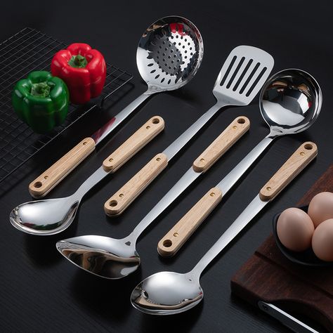 Wooden Spurtle, Wood Spatula, Kitchen Utensils And Equipment, Stainless Steel Kitchen Utensils, Cooking Spatula, Cooking Soup, Silicone Kitchen Utensils, Cooking Tool, Eating Utensils