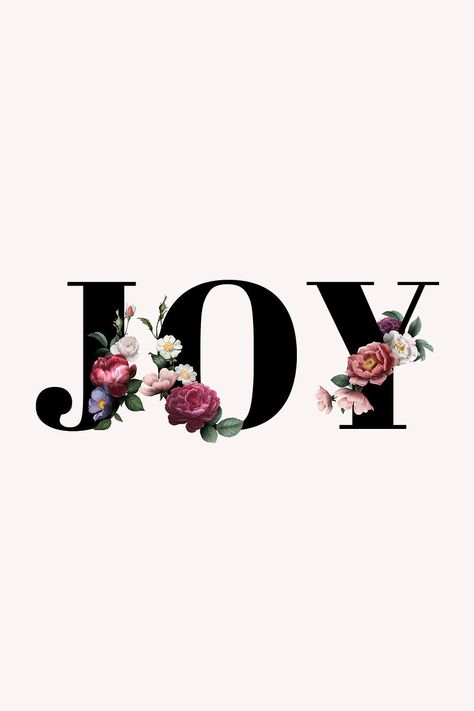 Floral joy word typography on a beige banner | free image by rawpixel.com / manotang Balance Word, Beige Banner, Word Typography, Flower Typography, Black Alphabet, Word Art Typography, Floral Graphic Design, Botanical Fashion, Letter Flower