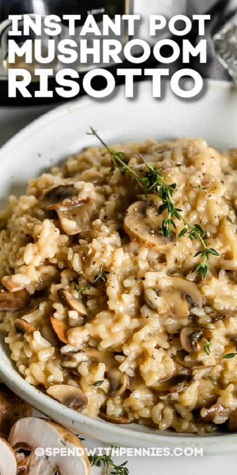 Our Instant Pot Mushroom Risotto recipe makes it possible to make a quick and easy risotto right at home. Delicious creamy rice in a savory sauce is ready in under 30 minutes! #spendwithpennies #instantpotmushroomrisotto #recipe #maindish #best #homemade #pressurecooker #easy #withchicken #withpeas Instant Pot Mushroom Risotto, Rice In The Instant Pot, Easy Risotto, Mushroom Risotto Recipes, Homemade Chicken Stock, Creamy Rice, Risotto Recipe, Mushroom Risotto, Risotto Recipes