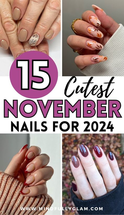 november nails Gel Nails November 2024, November Fingernails, Fall November Nails 2024, Short Nails For November, Nails Design November, Nail Art Designs November, November Dipped Nails Ideas, Thanksgiving Sns Nails, Nail Colors For Thanksgiving