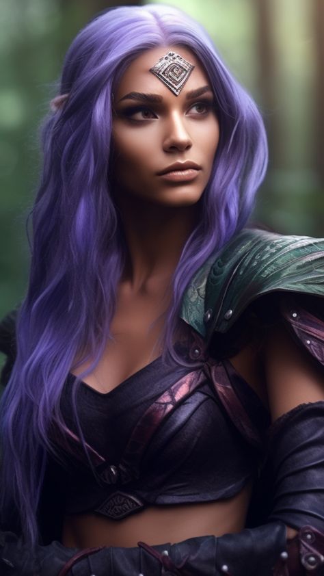 Light Purple Hair, Half Elf, Art Library, Warrior Girl, Women Art, Warrior Princess, Purple Eyes, Mermaid Art, Fantasy Rpg