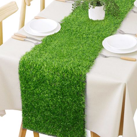 PRICES MAY VARY. Polyethylene ❤ SIZE: The fake faux grass table runner is 12 x 72 Inch, long enough to sit 4-8 people. Soft and comfortable, bring realistic natural looks to you. ❤ HIGH QUALITY: Our green artificial table runner made of high quality polyethylene fabric and durable latex backing. The yarn is double layered with anti-age weaving, not easily loose thread. ❤ PERFECT TABLE CENTERPIECES DECOR: This small grass table runner is perfect for Spring Summer Fall holidays, birthday party, we Table Decorations For Wedding, Grass Centerpiece, Golf Birthday Party, Plant Party, Picnic Theme, Faux Grass, Fake Grass, Cool Tables, Tabletop Decor