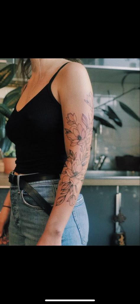 Half Sleeve Flower Tattoo, Half Sleeve Tattoo Upper Arm, Half Arm Sleeve Tattoo, Arm Sleeve Tattoos For Women, Half Sleeve Tattoos, Cool Half Sleeve Tattoos, Autumn Tattoo, Tattoos For Women Half Sleeve, Creative Juice