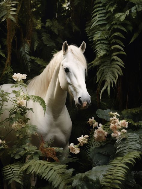 White Horse Aesthetic, Green Astethic, Horse In Forest, Horse Forest, Unicorn Aesthetic, Read Aesthetic, Moody Green, Winston Salem North Carolina, Horse Black