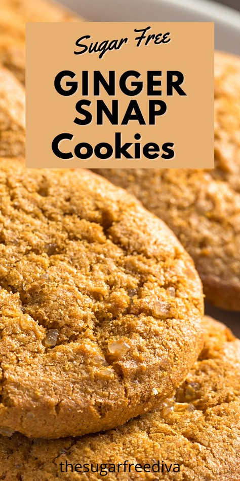 Sugar Free Ginger Snaps, Sugar Free Ginger Cookies, Sugar Free Cookies For Diabetics, Sugar Free Gingerbread Cookies, Sf Desserts, Cook Videos, Low Sugar Cookies, Sugar Free Cookie Recipes, Dolce Poche Calorie