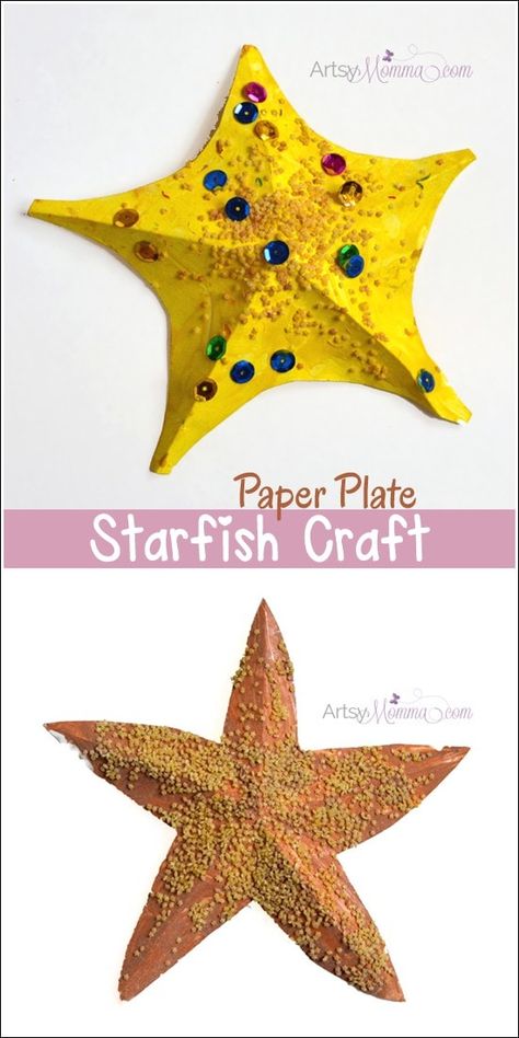 3D Paper Plate Starfish Craft using a free template Starfish Template, Underwater Crafts, Paper Craft Ideas For Kids, Starfish Craft, Under The Sea Crafts, Ocean Theme Preschool, Starfish Art, Paper Plate Crafts For Kids, Mermaid Crafts