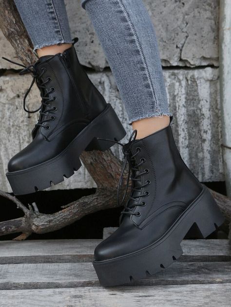 Womens Black Combat Boots, Pleated Tennis Skirt, Women Ankle Boots, Teen Girl Dresses, Womens Combat Boots, Black Combat Boots, Tennis Skirts, Fresh Shoes, Boots Women Fashion