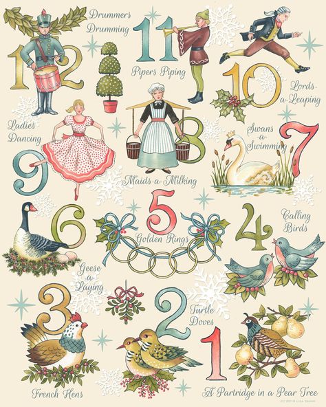 12 Days Of Xmas, Holiday Hostess Gifts, Turtle Dove, Christmas Artwork, Twelve Days Of Christmas, Christmas Bedroom, Woodland Christmas, Old Fashioned Christmas, Christmas Print