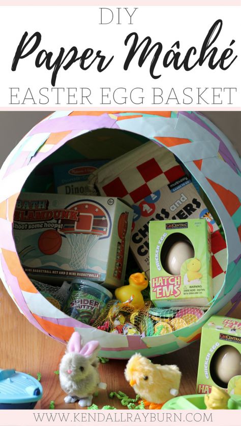 DIY Paper Mâché Easter Egg Basket! #ad #worldmarkettribe @worldmarket Easter Egg Basket Diy, Paper Mache Easter Basket, Paper Mache Mix, Diy Paper Mache, Paper Mache Easter, Unique Easter Baskets, Easter Basket Ideas, Easter Egg Basket, Chocolate Easter Bunny