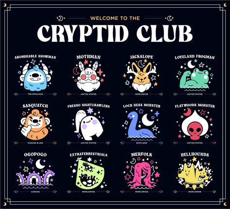 Cryptid Club — Things by Julie Forest Cryptid Aesthetic, Wolf Cryptid, Cute Cryptids, Cryptids Aesthetic, List Of Cryptids, Cryptid Club, Cryptids Art, Cryptic Creatures, Cryptid Academia