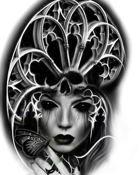 No name | VK Dark Angel Tattoo Design, Gothic Window Tattoo Design, Cathedral Tattoo Design, Window Tattoo Design, Dark Tatoos, Gothic Angel Tattoo, Cathedral Window Tattoo, Gothic Cathedral Tattoo, Gothic Windows Tattoo