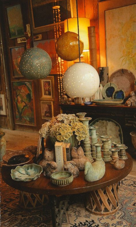 McCarty pottery with my Great Aunt Lurline Eddy Slaughter's painting in the background Pottery Dinnerware Sets, Pottery Wind Chimes, Mccarty Pottery, Pottery Display, Pottery Sale, Pottery Dinnerware, Pottery Houses, Ceramic Glaze Recipes, Great Aunt