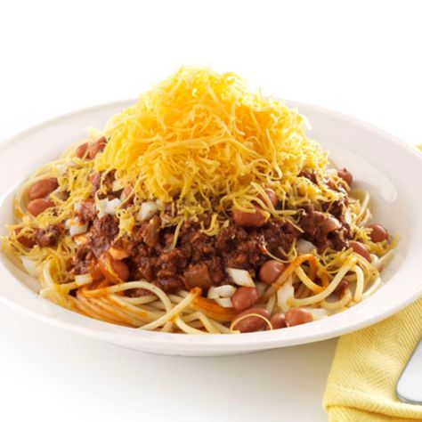 Cincinnati Chili by Food Network Kitchen Cincinatti Chili, Chili Recipe Food Network, Cincinnati Chili Recipe, Cincinnati Chili, Chili Recipe Easy, Canned Tomato Sauce, Chili Recipe, Chili Recipes, Meat Dishes