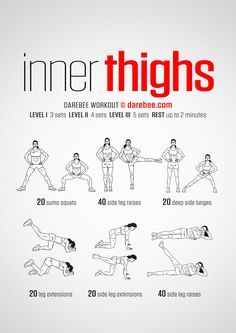 Inner Thighs Workout Darebee Workout, Workout Morning, Inner Thigh Workout, Trening Fitness, Thigh Exercises, Body Fitness, Inner Thigh, Motivation Fitness, I Work Out