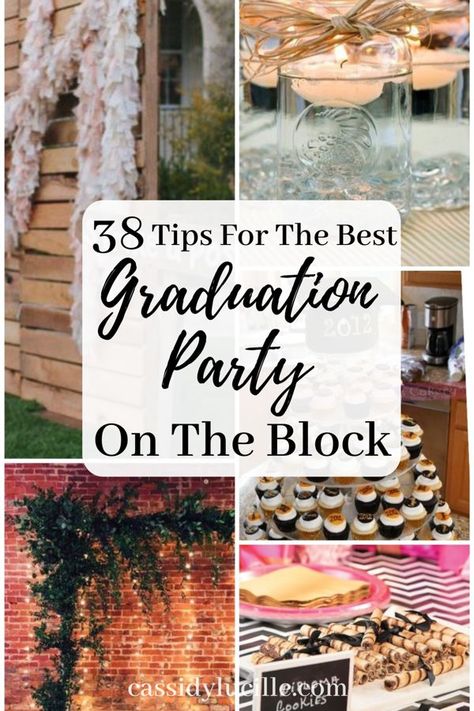 High school graduation party ideas perfect for your grad party. These decor ideas are perfect for the recent high school grad. Tips for the best food and games at your graduation party. High School Graduation Party Food, High School Graduation Party Themes, Vintage Graduation Party, High School Graduation Party Ideas, Rustic Graduation Party, Graduation Party Desserts, High School Graduation Party Decorations, Backyard Graduation Party, Graduation Party Games