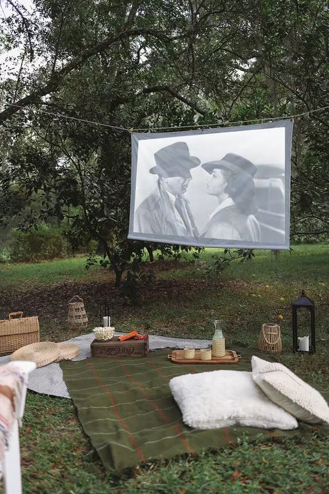 Elope Party, Outside Projector, Movie Night Birthday Party Ideas, Outside Movie, Movie Night Birthday, Night Birthday Party, Diy Projector, Portable Projector Screen, Outdoor Movie Screen