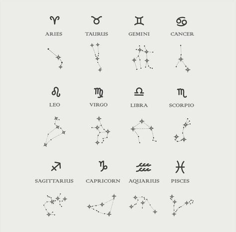 Tattoo Names, Cute Simple Tattoos, Astrology Tattoo, Horoscope Tattoos, Petite Tattoos, Spine Tattoos For Women, Zodiac Tattoos, Small Hand Tattoos, Each Zodiac Sign