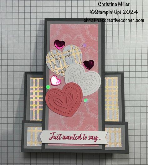 Valentine’s Day Faux Step Card! – Christina's Creative Corner Faux Side Step Card Tutorial, Faux Step Card Tutorial, Step Cards Tutorial, Side Step Card Tutorial, Faux Step Card, Side Step Card, Country Bouquet, Step Card, Step Cards