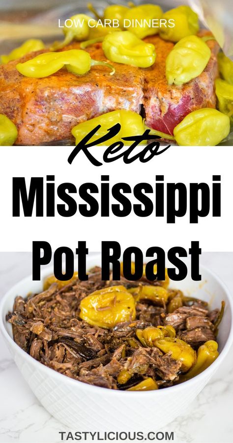 keto dinner ideas | low carb dinners | easy keto recipes | easy low carb recipes | keto food ideas Pot Roast Mississippi, Keto Mississippi Pot Roast, Keto Pot Roast, Roast Mississippi, Mississippi Pot Roast Recipe, Meat Entrees, Keto Meat, Yummy Bites, Pot Roast Recipe