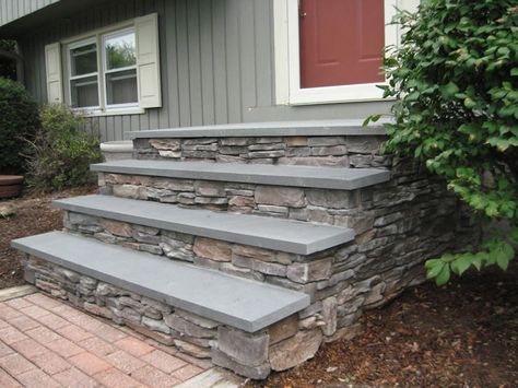 blue stone and brick steps | ... Bluestone Treads and Thermal ... Stone Porches, Front Porch Steps, Front Door Steps, Porch Kits, Front Stairs, Enclosed Porch, Brick Steps, Stone Pavers, Front Stoop