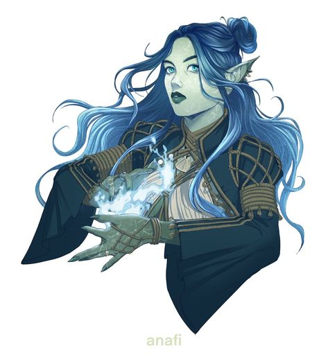 Water Genasi Bard, Water Genasi, Elf Characters, Dnd Races, Dungeons And Dragons Characters, Dnd Art, Arte Fantasy, Fantasy Inspiration, Female Character Design