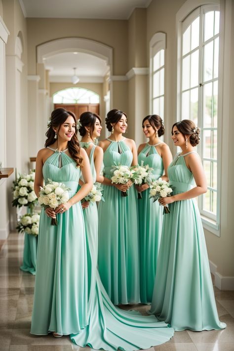 Seafoam Green Bridesmaids Dresses, Pastel Teal Bridesmaid Dresses, Mint Green Dresses Bridesmaid, Bridesmaid Dresses Aqua, Aqua Blue Bridesmaid Dresses, Tan Wedding Colors, Turquoise Bridesmaid Dress, Mint Green Bridesmaids, Mint Green Bridesmaid Dresses