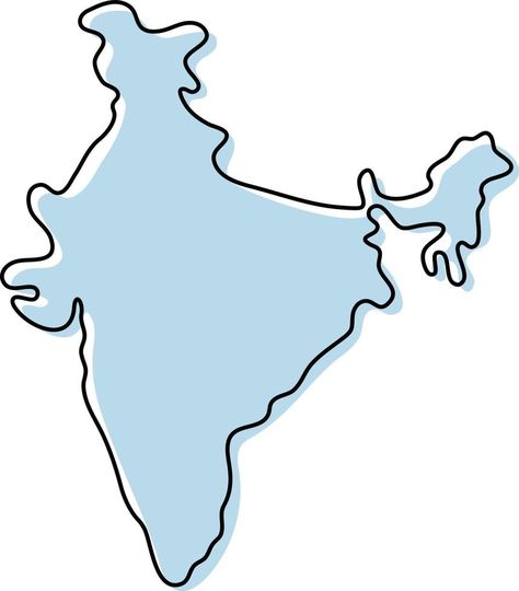 Stylized simple outline map of India icon. Blue sketch map of India vector illustration India Map Illustration, Outline Map Of India, India Illustration, Blue Sketch, Map Of India, 30 Day Art Challenge, Map Logo, Map Sketch, Blue Map