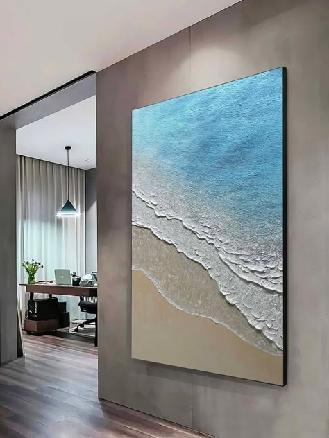 Buy Affordable Handmade Earth Tone Waves Art Directly From Emerging Artists. Order The Finest Quality, Multi-Size, Personalized Living Room Wall Art. Blue Ocean Painting, Multi Canvas Painting, Ocean Paintings On Canvas, Landscape Canvas Painting, Ocean Wave Wall Art, Beach House Wall Decor, Beach House Wall Art, Beach Art Painting, Waves Art