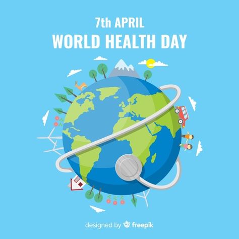 Flat world health day background Premium... | Premium Vector #Freepik #vector #background #tree #car #design Health Awareness Poster, Drive Poster, Flat World, Insurance Marketing, Awareness Poster, World Health Day, Day Background, World Days, Health Insurance Plans