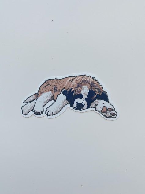 Med Vet, St Bernard Puppy, Dark Black Wallpaper, St Bernard Dogs, Dog Sketch, Bernard Dog, Sticker Ideas, St Bernard, Dog Tattoo