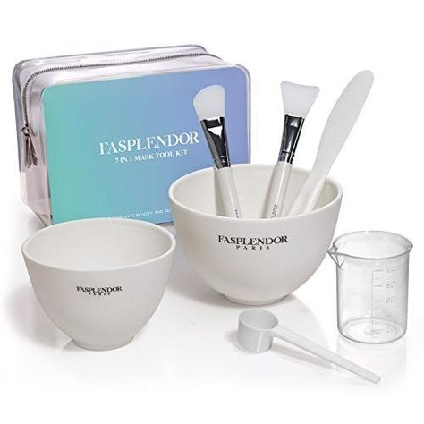 DIY Face Mask Brush Mixing Set with Facial Mask Bowl Spatula Measuring Cup Spoon, 7 IN 1 SPA Face Mask Applicators with Stylish Makeup Bag Spa Face Mask, Diy Clay Mask, Silicone Face Mask, Mask Bowl, Diy Facial Mask, Face Mask Brush, Clear Toiletry Bag, Mask Brush, Mixing Bowl Set