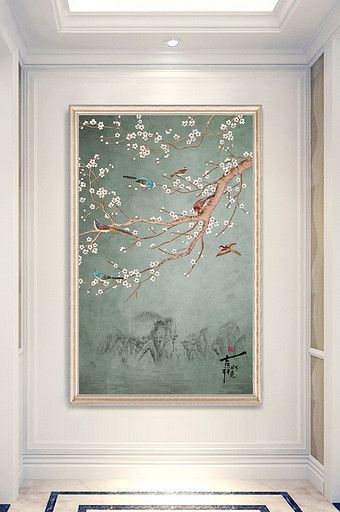 Woodland Living Room, Dining Painting, Entrance Painting, Tea Room Design, Urban Art Painting, Chinoiserie Painting, Pear Flower, Bird Painting Acrylic, Chinoiserie Pattern