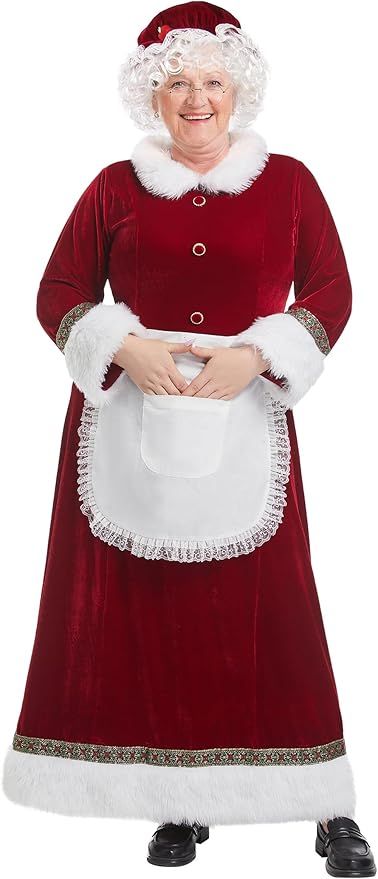 Amazon.com: Wabolay Mrs Claus Costume Adult Women 5PCS Miss Santa Clause Dress Deluxe Velvet Christmas Suit Plus Size Xmas Outfit Set : Clothing, Shoes & Jewelry Elf Musical, Mrs Santa Claus Costume, Mrs Claus Outfit, Mrs Claus Costume, Christmas Costume Ideas, Dickens Christmas Carol, Santa Claus Outfit, Mrs Santa Claus, Mrs Clause