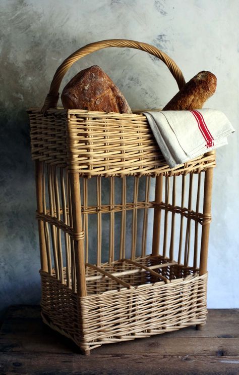 French Boulangerie, French Country Baskets, Country Basket, Bread Display, Patina Farm, Large Woven Basket, French Market Basket, Baguette Bread, Rustic Baskets