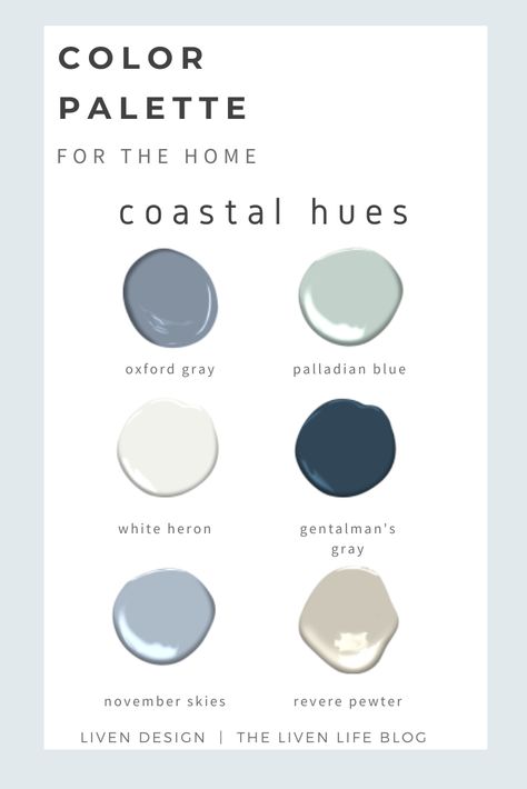 Green Design Interior, Hamptons Colour Palette, Color Palette Home, 2021 Color Of The Year, Aegean Teal, Shades Of Gray Color, Relaxing Home Decor, Coastal Paint Colors, Coastal Paint