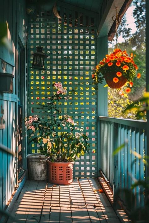 Creative Porch Lattice Ideas to Elevate Your Home Lattice Projects Ideas, Lattice On Porch For Privacy, Creative Front Porch Ideas, Deck With Lattice Privacy, Lattice Sunroom, Lattice Enclosed Porch, Lattice On Porch, Front Porch Lattice Ideas, Private Front Porch