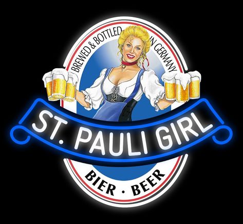 St Pauli Girl, Fictional Food, Blond Woman, Beer Girl, St Pauli, Carved Spoons, Hamburg Germany, Bar Signs, Neon Sign