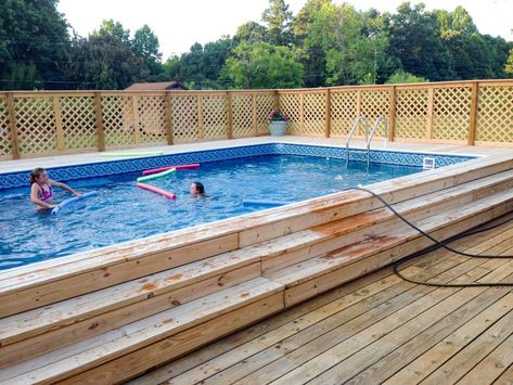 Above Ground Pools Gallery - Custom Above Ground Pools by AquaStar Semi Above Ground Pool, Rectangle Above Ground Pool, Pool Deck Decor, Raised Pools, Rectangle Pool, Pool Storage, Best Above Ground Pool, Swimming Pool Decks, Deck Decor