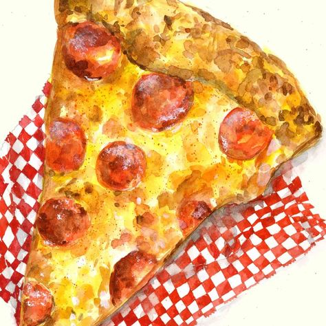 Pizza Illustration, Pizza Pictures, Pizza Art, Slice Of Pizza, Food Sketch, Umbria Italy, Veggie Pizza, Watercolor Food, Incredible Edibles