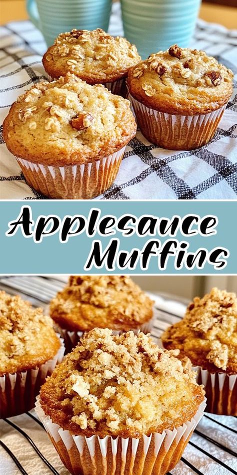 Whip up these moist and delicious Applesauce Muffins 🍎! Perfect as a snack or breakfast, they’re packed with apple flavor and a touch of spice for a cozy, healthy treat. #ApplesauceMuffins #HealthyBaking #EasyRecipes #FallBaking #SnackIdeas #BreakfastTreats Apple Walnut Muffins, Apple Crumb Muffins, Applesauce Muffin Recipe, Baking With Applesauce, Apple Muffins Healthy, Muffins For Breakfast, Apple Muffin Recipes, Applesauce Muffins, Healthy Breakfast Muffins