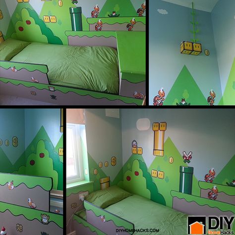 How to DIY Mario Kids Bedroom Ideas | www.FabArtDIY.com LIKE Us on Facebook ==> https://www.facebook.com/FabArtDIY Super Mario Room Diy, Mario Bedroom Decor, Hunters Bedroom, Mario Bros Room, Mario Bedroom, Nintendo Room, Super Mario Room, Midnight Society, Pokemon Bedroom