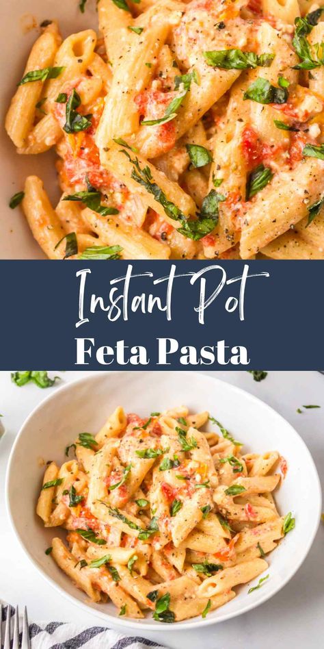 Instant Pot feta pasta is the pressure cooker version of the viral tik tok pasta. This quick, one-pot, pasta dinner can be ready in less than 20 minutes! Instant Pot Feta Pasta, Tik Tok Pasta, Tik Tok Recipes, Meat Pasta Recipes, Instant Pot Pasta, Tuscan Pasta, Chicken Fajita Pasta, Instant Pot Pasta Recipe, Easy Pasta Dinner