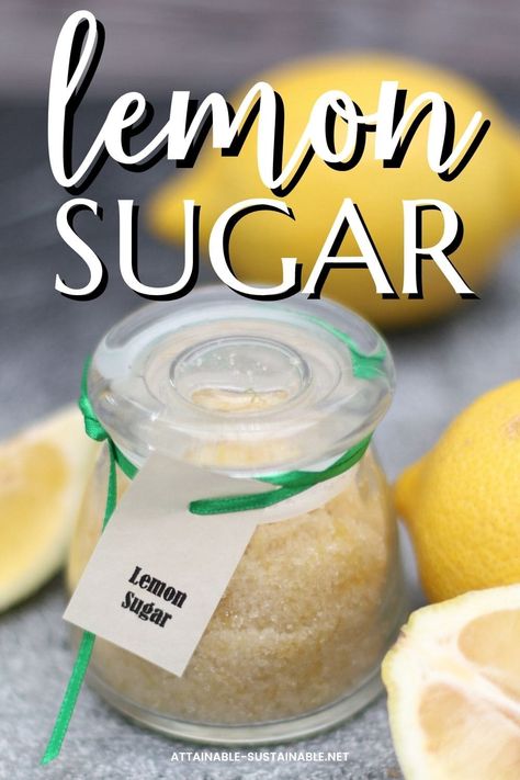 This easy, peasy lemon sugar recipe is a sweet way to add a little extra flavor to baked goods. It's a great gift, too! Fresh Lemon Ideas, Things To Use Lemons For, Preserving Lemons Recipes, How To Make Lemon Extract, Sugared Lemons, Xmas Snacks, Fresh Lemon Recipes, Lemon Recipes Healthy, Attainable Sustainable