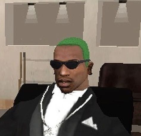 Green haired CJ Carl Johnson Gta, San Andreas Gta, Gta Funny, Carl Johnson, Gta Sa, Ur Mom, Funny Profile, Cartoon Memes, Motivation Success