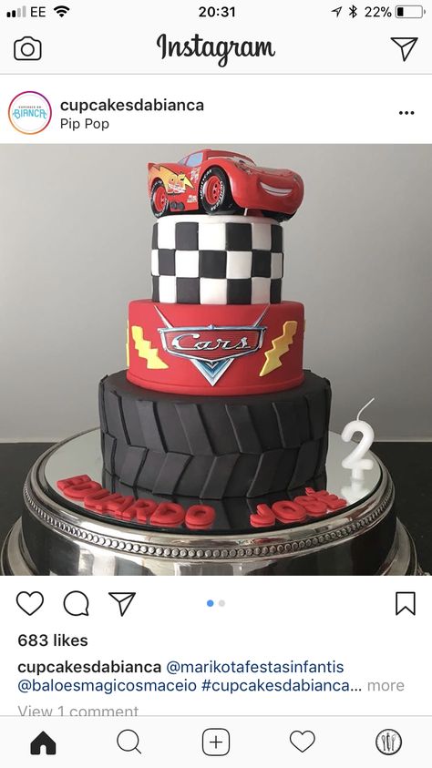 Lighten Mcqueen Birthday Cake, Lightning Mcqueen Birthday Food, Lightning Mcqueen Cakes, Cars Movie Birthday Party Food, Lightning Mcqueen Decorations, Lightening Mcqueen Birthday Party Ideas, Cars Birthday Cupcakes, Lighting Mcqueen Cake Ideas, Lightning Mcqueen First Birthday