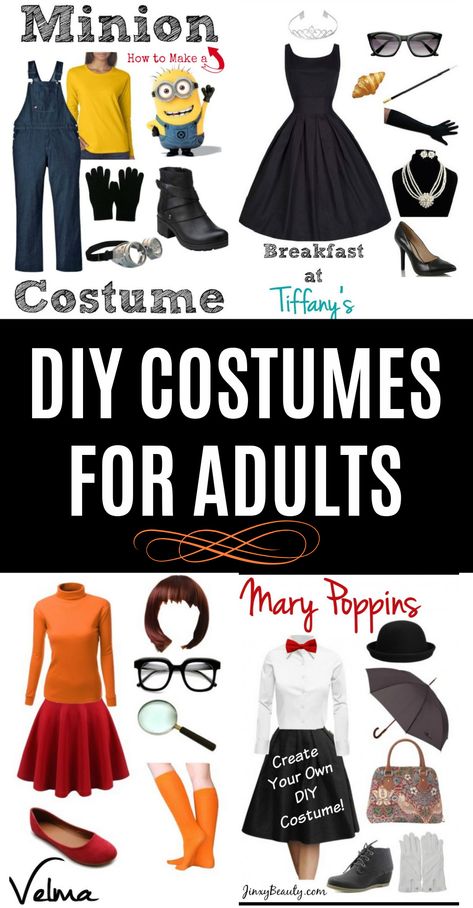 Diy Thing One Costume, Mary Poppins Diy Costume, Minion Adult Costume Diy, Audrey Hepburn Fancy Dress, Diy Mary Poppins Costume, Work Appropriate Costumes, Velma From Scooby Doo, Easy Disney Costumes, Disney Costumes For Women