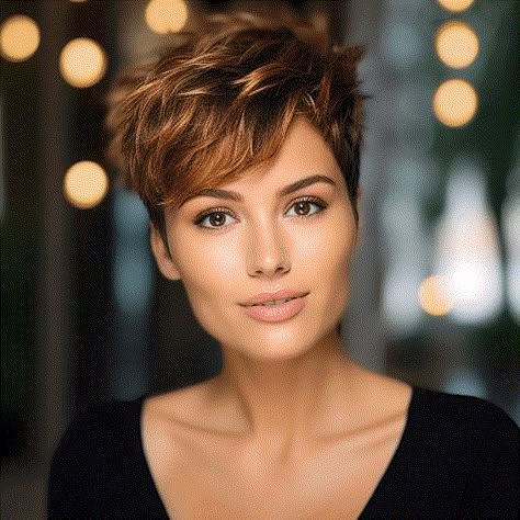 74 Cute Pixie Haircuts Trending for 2023 Pixie Haircut For Brunettes, Short Brunette Hair Pixie, Short Brown Hair With Highlights Pixie, Pixie Haircut With Highlights, Brunette Pixie With Highlights, Brunette Pixie Cut, Haircuts Trending, Cute Pixie Haircuts, Brunette Pixie