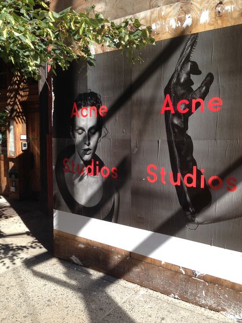 Fashion Wall Poster, Street Poster Wall, Fashion Exhibition Poster Design, Acne Studio Campaign, Wall Graphic Design, Acne Studio Packaging, Acne Store, Acne Studio Scarf, Nyc Poster