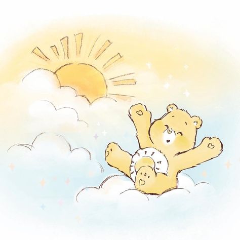 Care Bears Baby on Instagram: “Sunny days are here again, and who better to spend them with than Funshine! 💛☀️✨ #Carebears #carebearsbaby #carebearsbabyart #carebearart…” Care Bears Movie, Care Bears Vintage, Funshine Bear, Care Bears Cousins, Bear Drawing, Happy July, Animation Artwork, 80s Cartoons, Care Bear