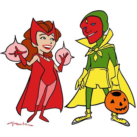 Wandavision Cartoon, Wandavision Art, Stitch Painting, Wanda Vision, Avengers Art, Andy Park, I Love Drawing, Marvel Drawings, Scarlet Witch Marvel